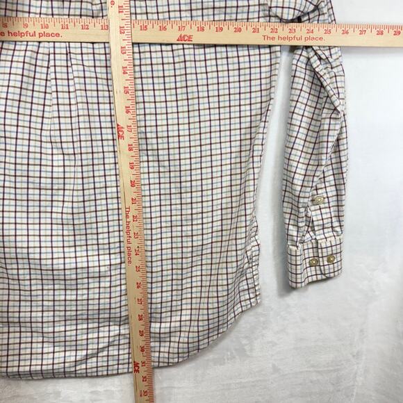 Orvis M White Check Button Down Shirt Woven Cotton Casual‎ Formal Wedding Guest - Picture 5 of 8